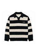 BLACK STRIPE FUZZY POLO