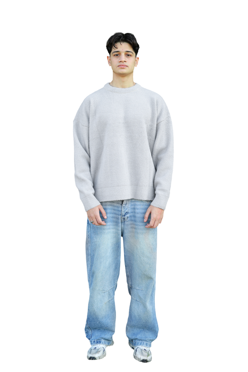 GRAY FUZZY SWEATER